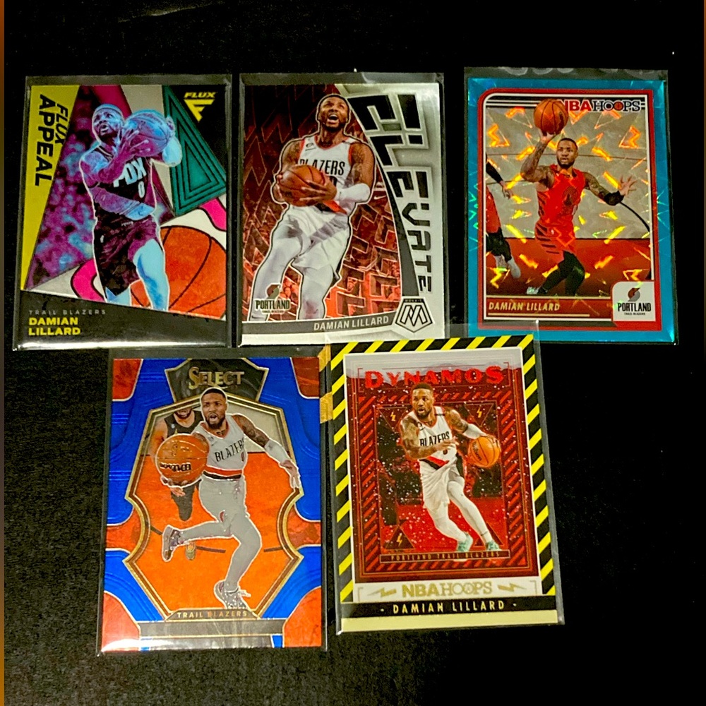 🏀🔥(5) DAMIEN LILLARD NBA PANINI INSERTS MOSAIC FLUX SELECT NBAHOOPS 🏀🔥